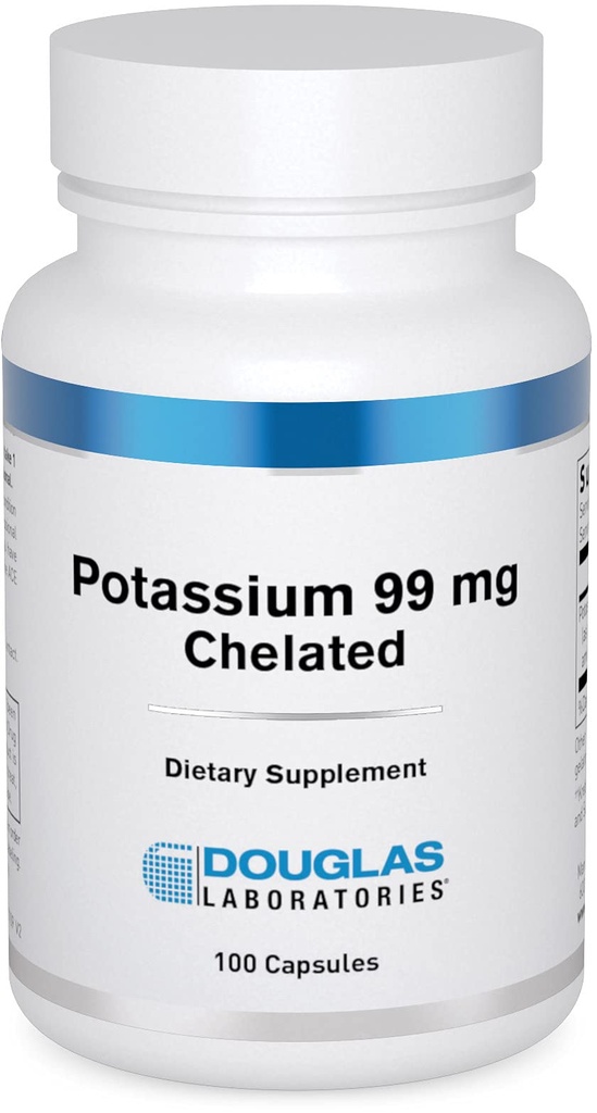 Douglas Laboratories Potasu 99 mg Chelated 124; Wspomaga impulsy nerwowe, funkcje mięśni szkieletowych i już normalne ciśnienie krwi * 124; 100 Kapsułki