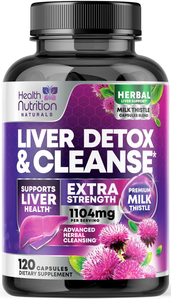 Delikatny wzór detox i naprawy wątroby Cleanse - Advanced Liver Supplement with Silymarin Milk Thistle, Dandelion Root, Artichock Extract, Turmeric, Choline, & Beetroot - 120 Kapsułki wegetariańskie