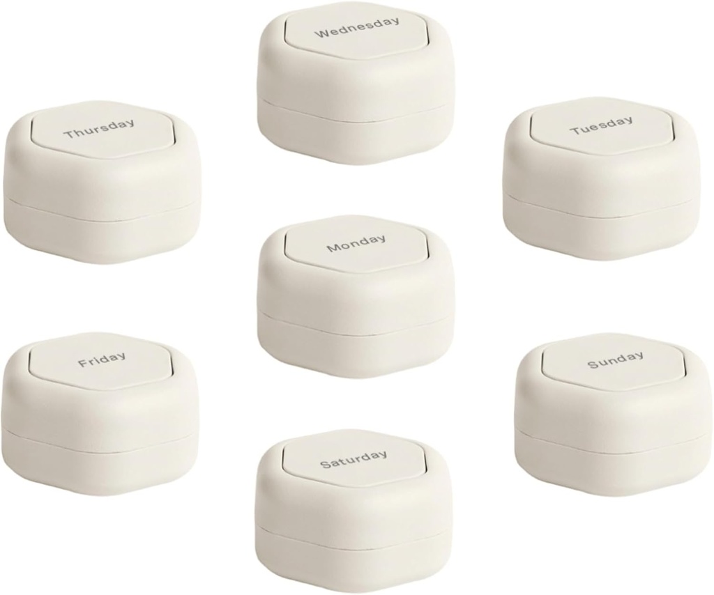 Cadence Travel Containers - Pill Case Set - Magnetyczne Kapsułki podróży, Daily Medicine Organizer for Pills, Suplementy, & Witaminy - 7 Flex Smalls (0.56oz) dla Weekly Pill Organizer - Pilot