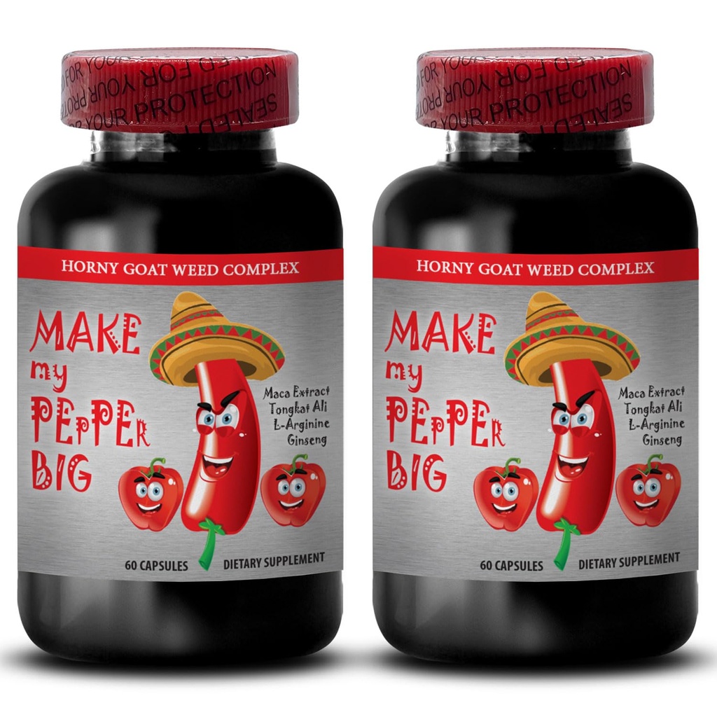 męskie tabletki zwiększające wzrost - MAKE MY PEPPER BIG - NATURAL MALE ROZSZERZENIE, Maca, L- Arginina, Longjack pigułki, męski wzmacniacz wydajności, tongkat ali dla mężczyzn, mężczyzna libido pigułki, 2 Bot 120 Czapki