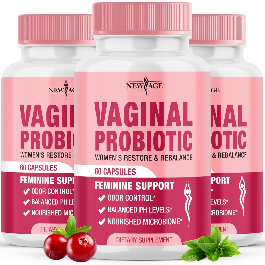 NOWY ROK Probiotyki waginalne dla kobiet z prebiotykami, ekstrakt żurawinowy i mieszanka Lactobacillus Probiotic, wspomaga zdrowe pH Równowaga, Kontrola zapachu, Flora waginalna - 180 Kapsułki