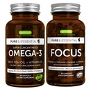 Omega-3 i witamina D3 1000iu + Focus Brain Booster Bundle, Fast- Acting 1-a- Day EPA & DHA rTG Wild Fish Oil + kofeina, L- Theanina, Tauryna & L- Tyrozyna, B- Witaminy, Cynk & Miedź, przez Igennus