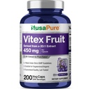 NusaPure Vitex Chasteberry Fruit 20: 1 Extract, 450 mg Ekwiwalent 9000 mg 200 Kapsułek wegańskich - Non-GMO, Vegan Dietetyczny Suplement