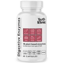 Enzymy młodzieżowe i toniczne z Amylase Bromelain Lipase Lactase Protase Papain - Zaawansowane enzymy roślin trawiennych dla żywności Breaming Gas Bloating Gut Health - Kobiety & Mężczyźni - 60 Tabletki roślinne