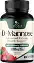 D- Mannose Supplement 1,350 mg z żurawinem & Hibiscus - skuteczne aktorstwo, Flush Wpływy dla naturalnego pęcherza moczowego, Urynary Tract Health Support, dla kobiet i mężczyzn, Non-GMO, Wegan, 180 Kapsułki