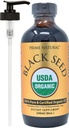 PRIME NATURAL Organic Black Seed Oil 8oz O4; Cold Pressed Unreformed High Thymoquinone 1.7% USDA Certified OHIM 124; Turkish Origin Potent Pure Nigella Sativa Liquid 124; Vegan Omega 3 6 9, Antioksydant