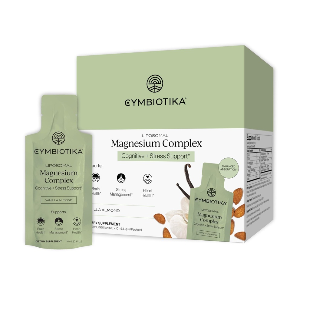 CYMBIOTIKA Liposomal Magnezu L- Threonate 1300 mg - Magnez o wysokiej absorpcji dla zdrowia mózgu, Pamięci, Focus & Stress Support - Promotes Mental Clarity i Mood Balance, Made in USA, 1 Month Supply