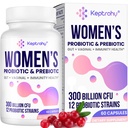 Probiotyki waginalne dla kobiet - 300 Miliard CFU 12 Probiotyki cieków z prebiotykiem, Organiczny ekstrakt żurawinowy Daily Probiotyk kobiecy dla vaginal, Urynary, Digestive, Gut, Immune Health, 60 Kapsułki