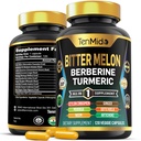 Bitter Melon kapsułki - 10in1 Formuła - Połącz z Berberyną, Ceylon Cynamon, Turmeric, Moringa, Neem, Ginger, Gotu Kola, Karczoch i Black Pepper - 120 Kapsułki dla 4 miesięcy dostaw