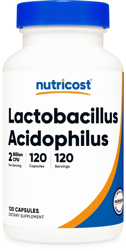 Nutricost Lactobacillus Acidophilus 2 Miliard CFU na porcję (120 kapsułek)