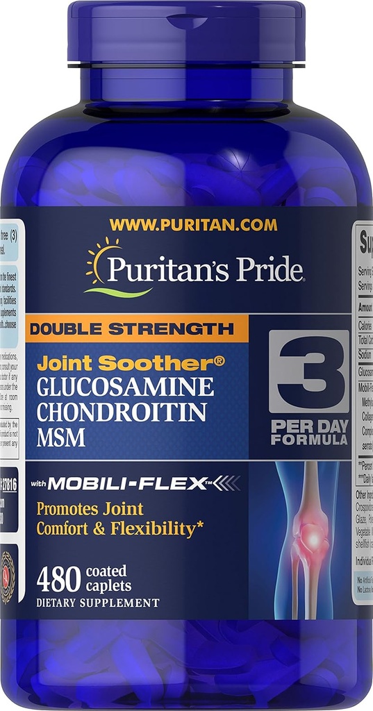 Puritan 's Duma Glukozamina, Chondroitin & MSM Kapsułki, 3 Formuła na dzień