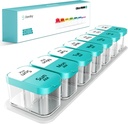 Daviky Big Weekly AM PM Pill Organizator - 7 dni, 2 razy dziennie z bardzo dużych komnat na witaminy, Medycyna, Suplementy (Cyan)