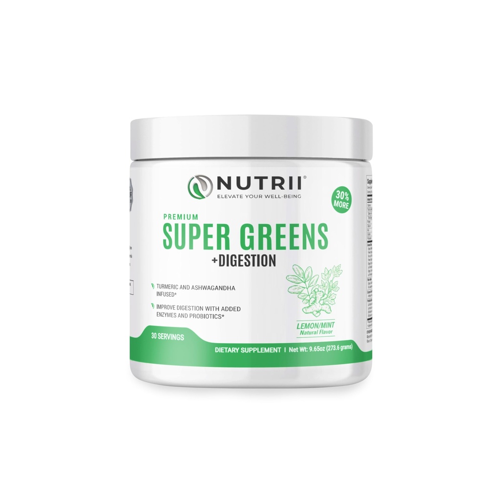 Organiczny zielony Immunitet Superfood Proszek - łagodzi trawienie, zwiększa zdrową witalność i energię. Formuła szybkiego działania z probiotyki, Enzymy, Turmeric i Ashwagandha (30 Sług Lemon- Mennica)