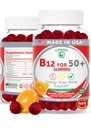 Lunakai USA Made Witamina B12 Gumiaki dla dorosłych 50 +, Non-GMO B12 dla energii i witalności Boost, Pyszny aromat pomarańczowy, 60ct