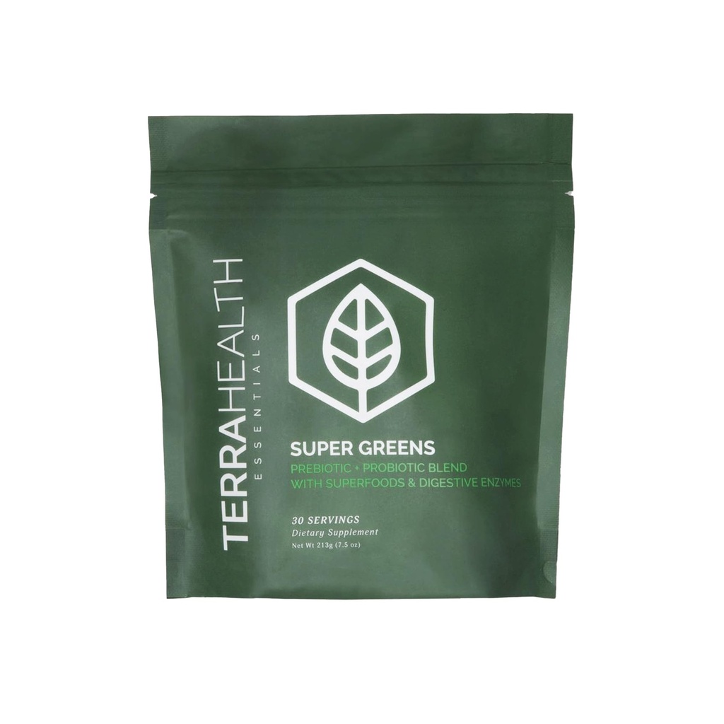 Terra Health Essentials ® Super Zielonych 124; Organic Superfood Zielone Proszek 124; Gluten- Free Gut-Friendly Probiotyki 124; 30 Służenia