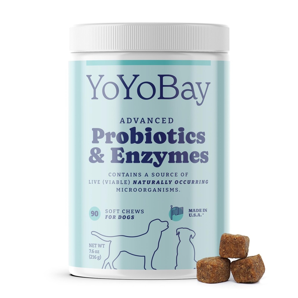 Probiotyki dla psów, Probiotyki psów i Enzymy trawienne, Pre & Probiotyczne ponad 1 Miliard CFU, dla Gut Health i Digestive Health, Równowaga drożdży, Wsparcie immunologiczne, 90 Soft Chews