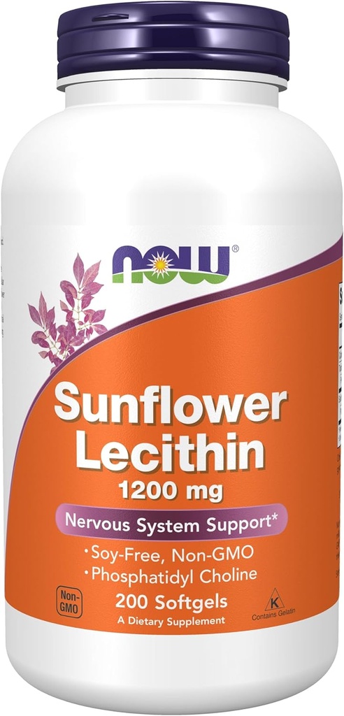 Teraz żywność Lecytyna słonecznikowa - Cholina fosforhatydylowa - 1200 MG (200 Softgels)