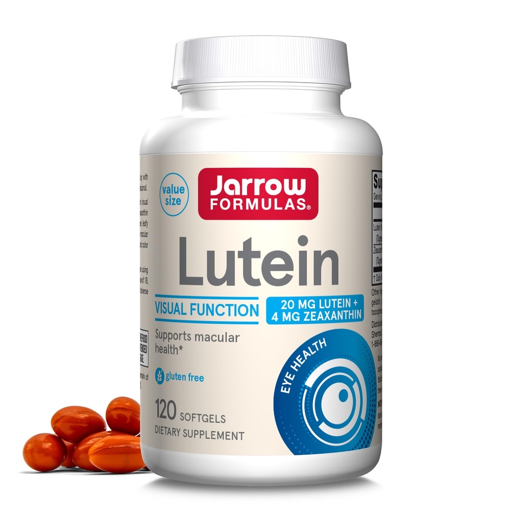 Jarrow Fixas Lutein 20 mg z Zeaksantyną, Suplement diety do funkcji wizualnych i wsparcia dla zdrowia plamki, 120 Softgels, 120 Day Supply