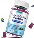 L- Metylofolate Gummie z metylu B12 - Mood Empower, Optimize Brain Health & Fortify Immune System. Blueberry Flavor 60 Count.