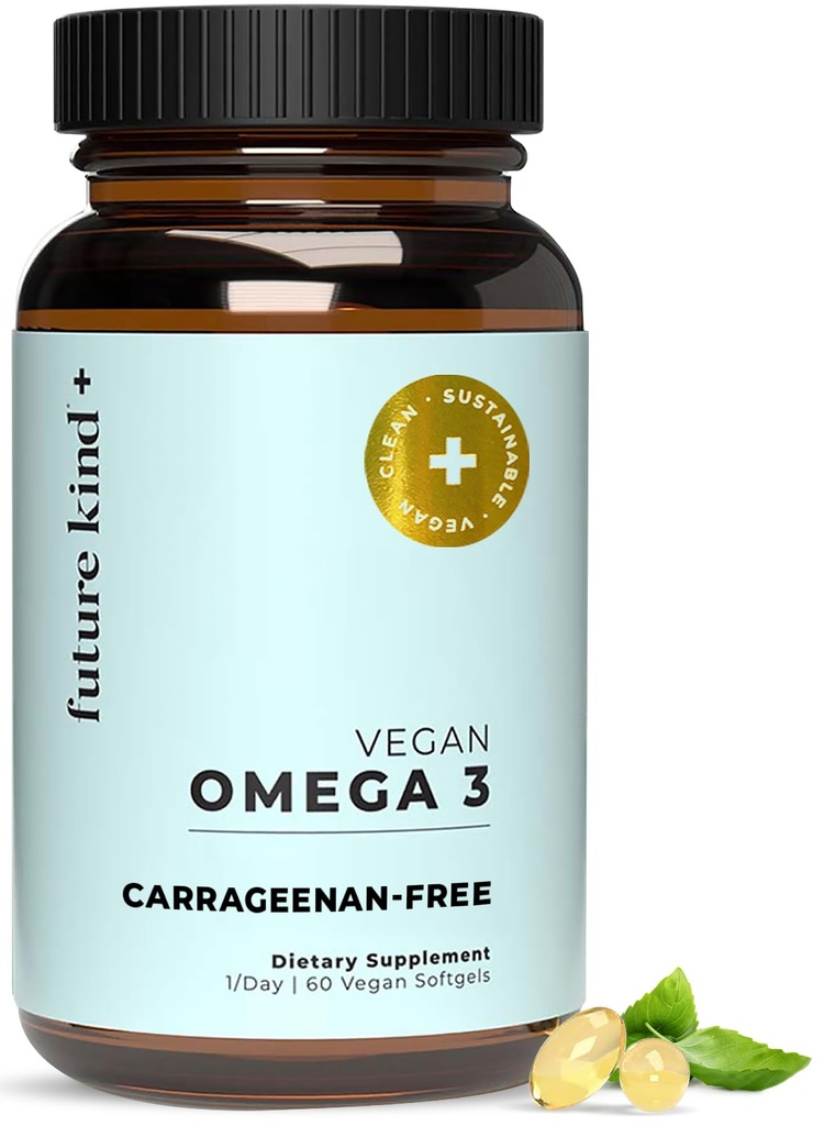 Future Kind Omega-3 Supplement for Clarity, Memory, and Mobility Comfort, 2 Months Supply of Citrus- Scenariusz softgels with EPA and DHA, Vegan Omega-3 Supplement from Algae, Carrageenan Free, 60 Count