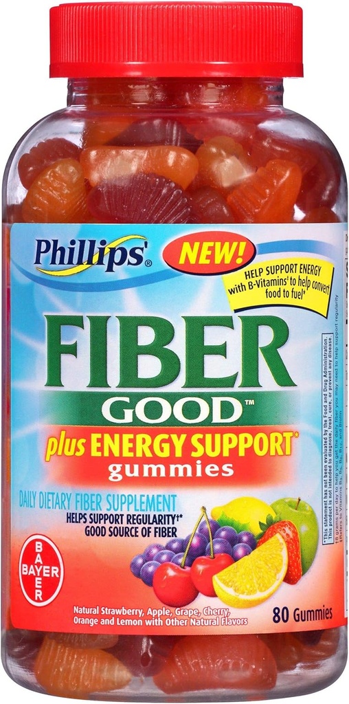 Fiber 'Fiber Good Gummies Plus Support Energy Fiber Supplement (80- Count Bottle)