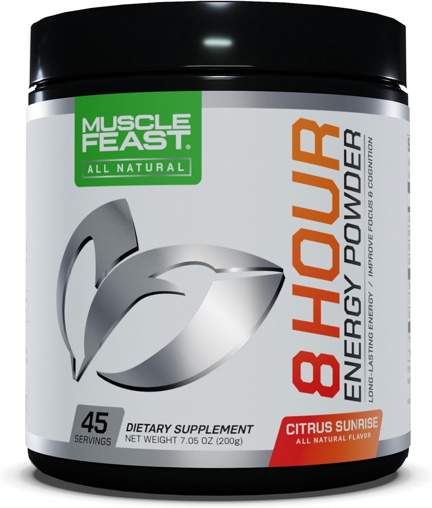 Mięśnie 8 Hour Energy All Natural No Sztuczne składniki Keto- Przyjazny naturalnie Sweetened, Trening wstępny, Citrus Sunrise, 200g