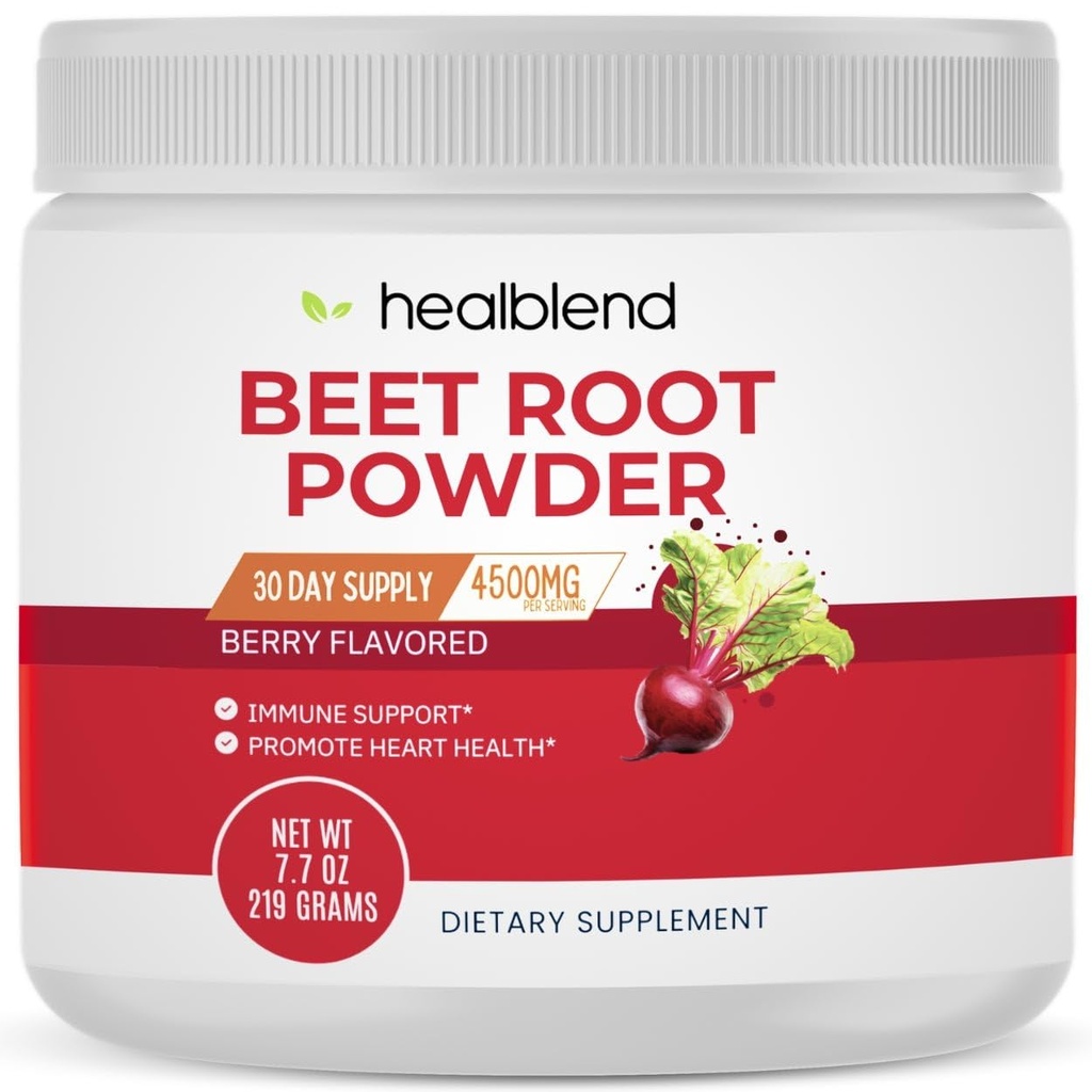 uzdrowiskowa mieszanka Organic Beet Root Powder - Nitric Oxide Beets, Healthy Blood Pressure Support, Blood Circulation Superfood Blueberry Flavored - 30 Służenia