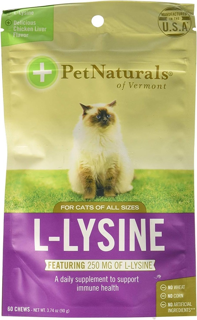 Pet Naturals of Vermont L- Lysine 60 Fun- Shaped Chews for Cats - 2 opakowania