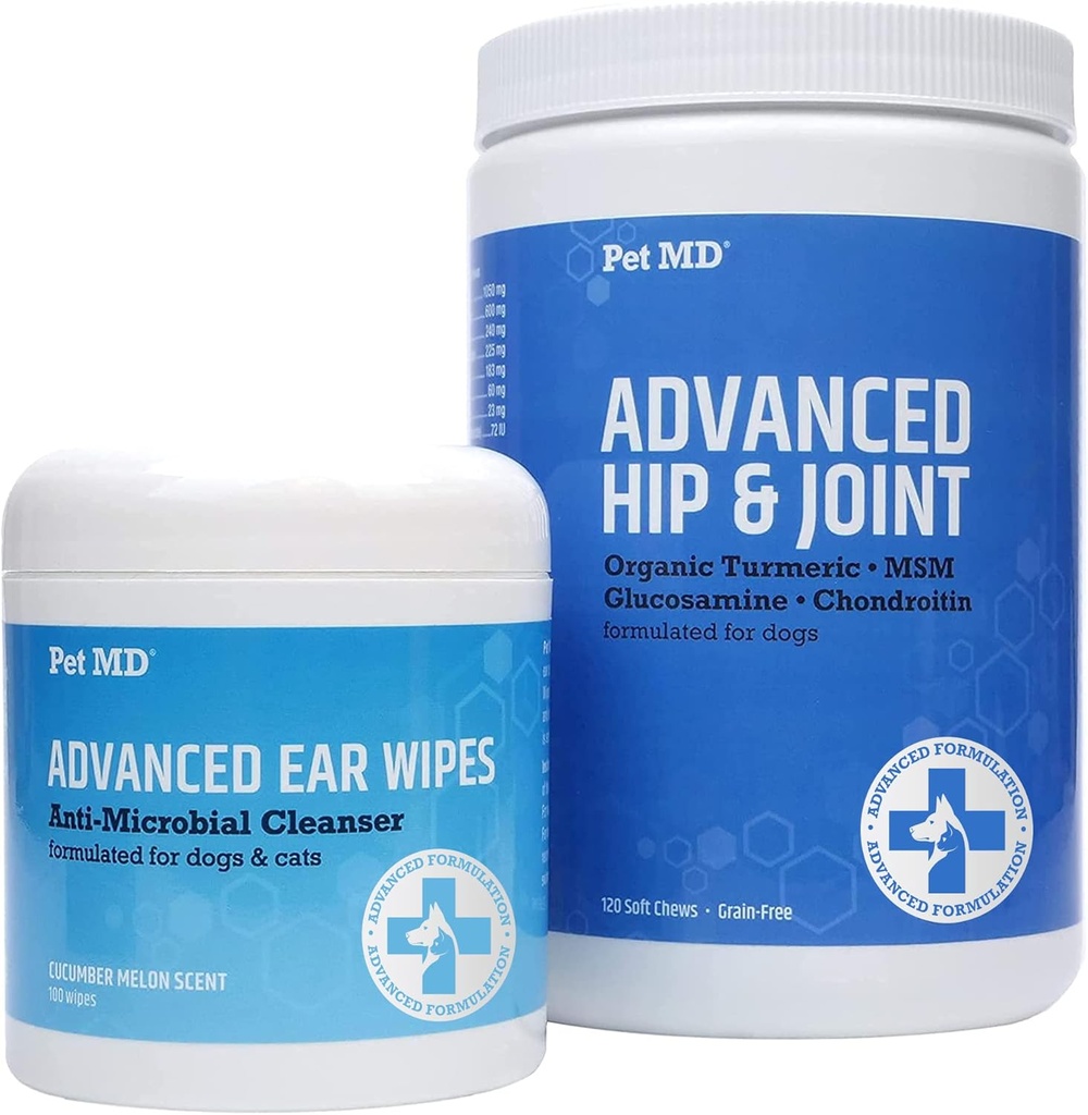 Zwierzęta MD Zaawansowane chusteczki do uszu + Zaawansowane Hip & Joint