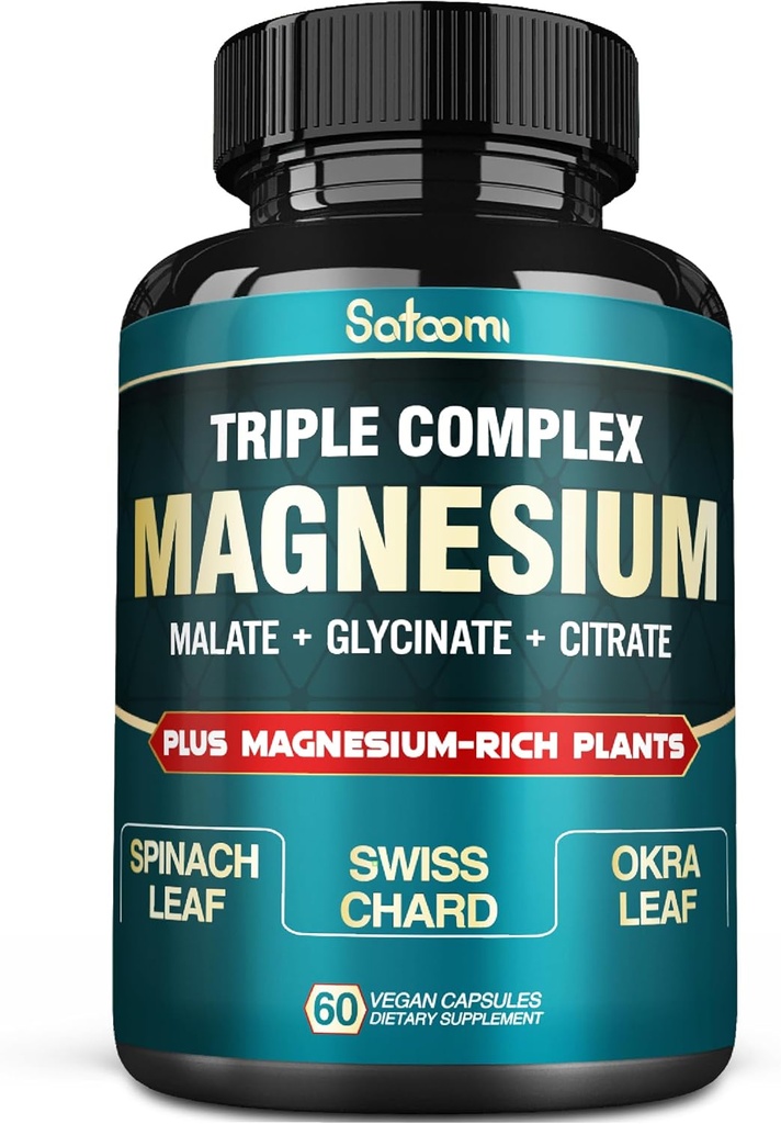 Czysty glicynian magnezu 500 mg kapsułki - Wysoka absorpcja z Triple Magnezu Suplement Complex z glicynianem, jabłkiem, cytratem - Wspomaganie serca, Joint & Brain - 60 Vegan Pills
