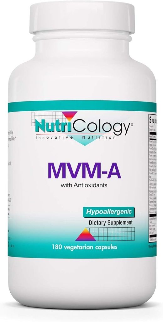 Nutricology MVMA Suplement - Multiwitamina dla mężczyzn i kobiet, z żelazem, Witaminy dzienne, dla dorosłych, Wysoka potencja, Biodostępność, Kapsułki wegetariańskie - 180