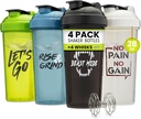 GOMOYO [4 Pack] 28oz Shaker Butelka z Motivationational Quotes Bilans 124; Shaker Cup z 4x Drut Mixer Bilans 124; Shaker do mieszanek białka Pack jest BPA Free, Leak Proof i zmywarka bezpieczne