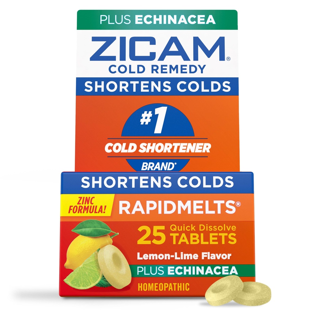 Zicam Zinc Cold Remedy RapidMelts Quick- Rozpuścić tabletki Lemon- Lime Flavor z Echinacea 25ct
