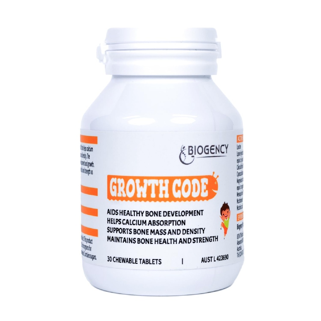 1 Pack Growth Code Natural Growth Supplement for Children and Teens - Witaminy D3, K2, Niacynamid, Wzmocnienie kości - Witaminy dla dzieci Made in Australia, 30 Tabletki