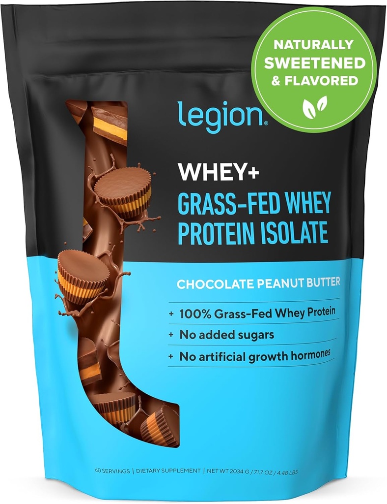 LEGION Serwatka + Izolat z serwatki z krów karmionych trawą - Izolat z białka serwatki w proszku niskokalorycznym, niezmodyfikowany genetycznie, wolny od cukru, laktoza i gluten, wszystkie naturalne białka w proszku dla mężczyzn i kobiet (30 Sług)