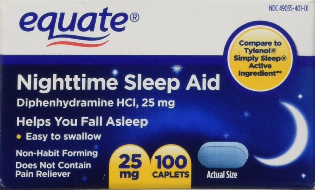 Równanie nocnej pomocy uśpienia 25 mg, 00 Mini- Capplets, 100 Count