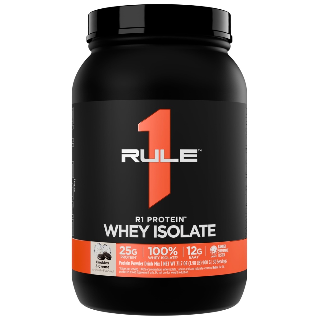 Zasada 1 R1 Białko Izolat serwatki - z 25 g białka i 6g BCAA Wyłącznie z izolowanych i zhydrolizowanych źródeł do odzyskiwania energii (2 funty *, Cookies & Crème)