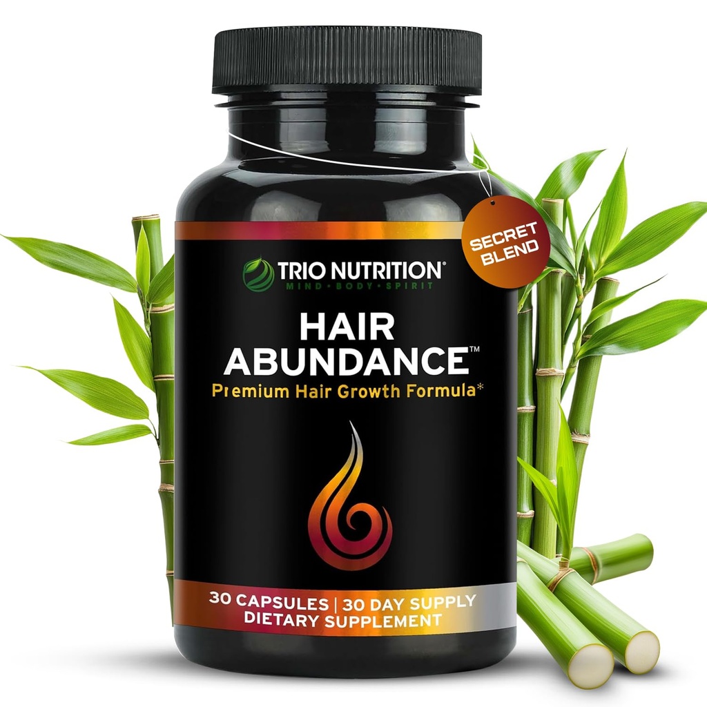 TRIO NUTRITION Włosy Absorpcja 124; Naturalny suplement witaminy dla wzrostu włosów, silne paznokcie i gładkie skóry 124; Wzmocniony Collagen, Keratyna, Cynk & Selenium 124; Biotin 10000mcg GR124; 30 Day Supply
