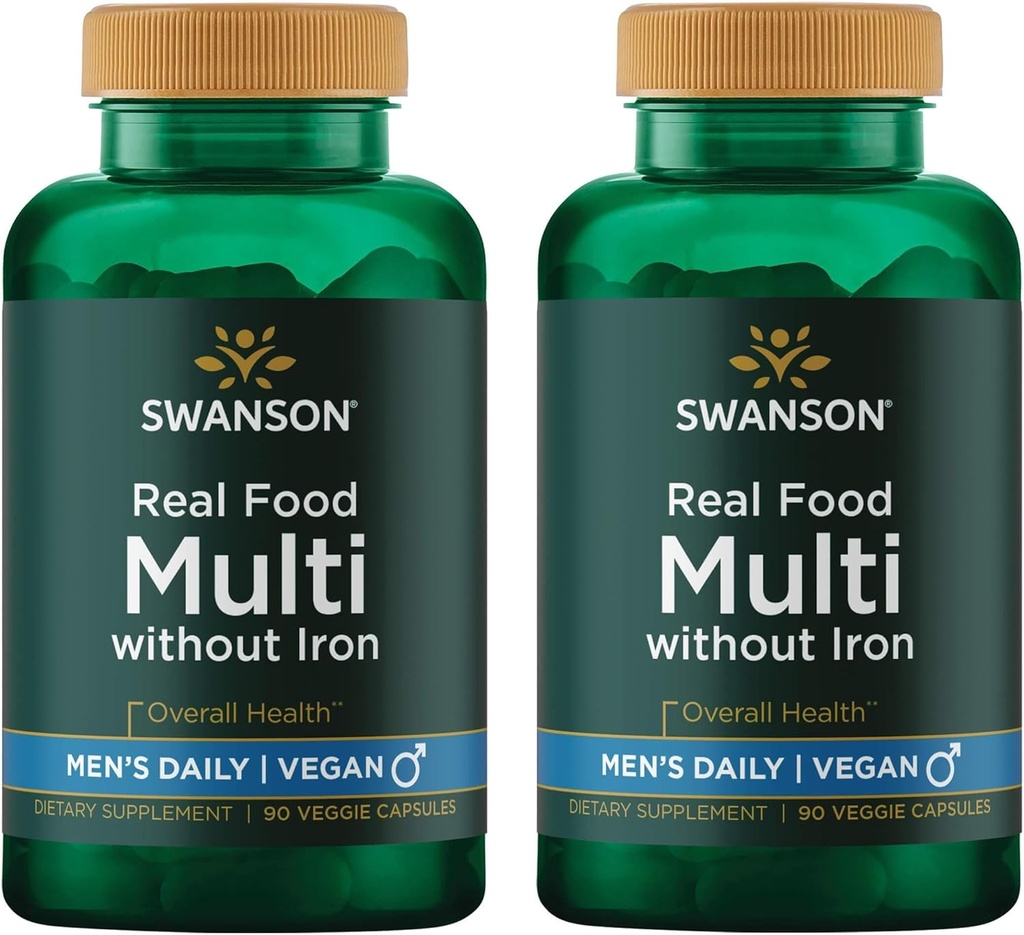 Swanson Real Food Multi Men 's Multimineral Men' s Health Prostate Response Bladder Supplement Vegan Gluten- Free Non-GMO 90 Veggie Capsules Veg Caps (2 opakowania)