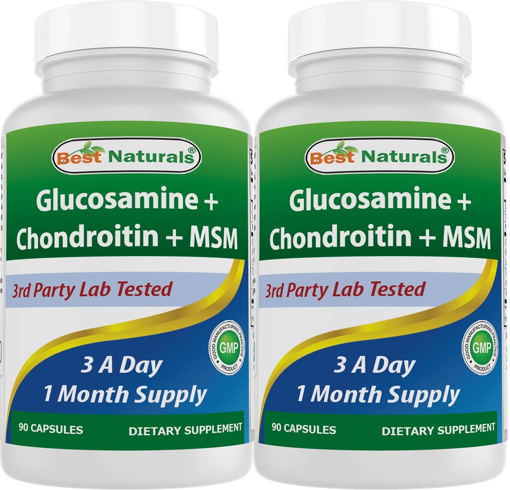 Najlepsze Naturals, Glukozamina Chondroitin suplementy MSM, 2600 mg na serwowanie, 90 Kapsułek (90 Liczba (opakowanie po 2))
