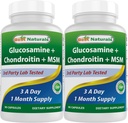 Najlepsze Naturals, Glukozamina Chondroitin suplementy MSM, 2600 mg na serwowanie, 90 Kapsułek (90 Liczba (opakowanie po 2))