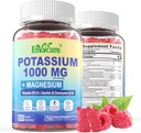 Suplement potasu Gummie - 1000mg Cytrynian potasu z Magnezu Complex / Glicynian / Cytrat, Coq10, L- Tauryna, B12, D3-Elektrolit, Energia, Mózg - Suplement potasu magnezu dla dorosłych, 2Pack