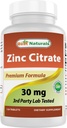 Najlepszy Naturals Cynk 30 mg Suplementy (jako Cytrat cynku) - Cynk Witaminy dla dorosłych Wsparcie immunologiczne - 120 Tabletki (120 Liczba (Opakowanie po 1))