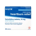 MAJOR Oryginalna siła Heartburn Relief - Famotydyna Tabletki, 10 mg - Acid Reducer - 30 Tabletki (1- Pack)