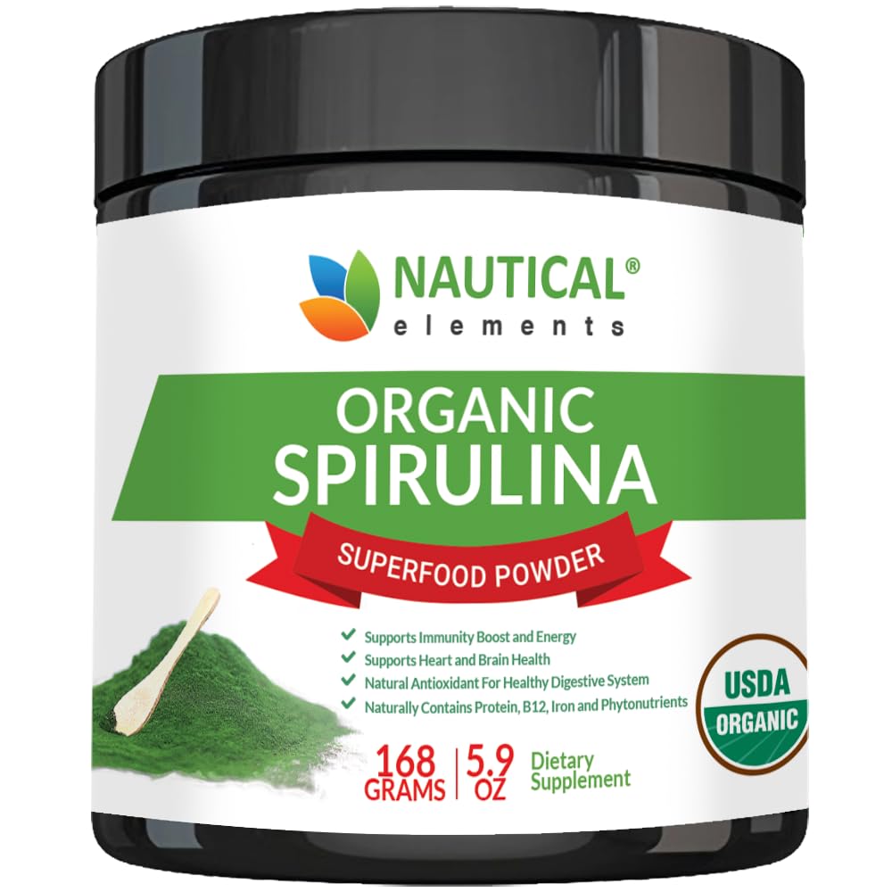 Premia USDA Organic Spirulina Powder - Organic Spirulina Blue Green Algae z Kalifornii & Hawaii - 100% wegetarianin & Wegan, Non-GMO, Non-napromieniowany - Najlepszy zielony Superfood dla Smoothies!