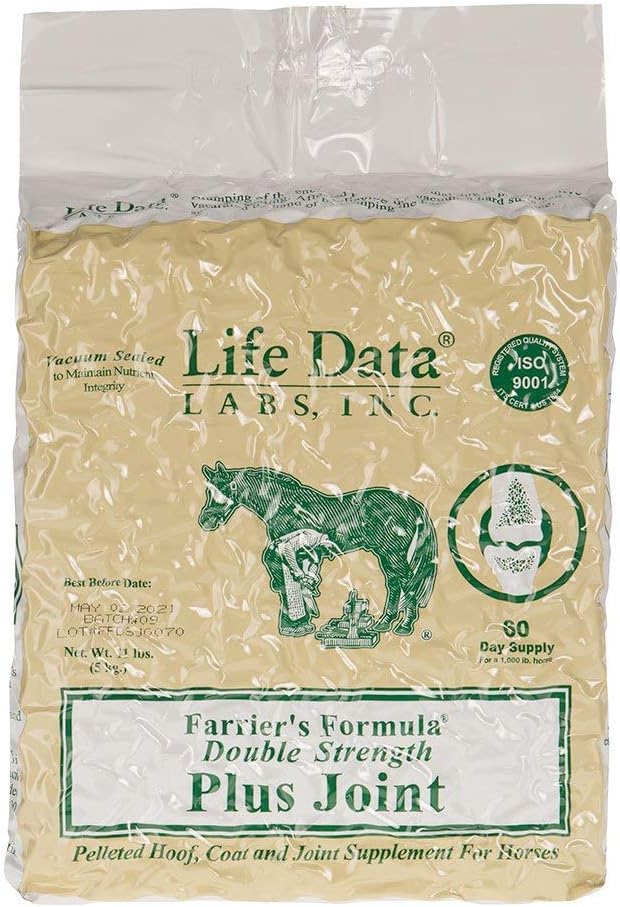 LIFE DATE LABS Farriers Formula Double Strength Plus Joint, 11 funtów; Pelleted Hoof, Coat and Joint Supplement for Horses