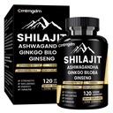 Shilajit kapsułki - 20,000mg Pure Himalayan Organic Shilajit dla mężczyzn i kobiet z Ashwagandha, wspiera witalność i Wellness, Premium Shilajit Pure Himalayan Suplement, 120 Kapsułki