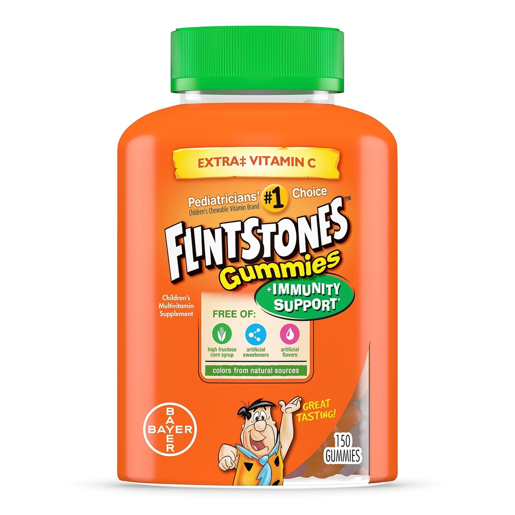 Flintstones Gummies Kids Vitamins with Immunity Support*, Kids and Toddler Multivitamin with Vitamin C, Vitamin D, B12, Zinc & more, Orange 150ct