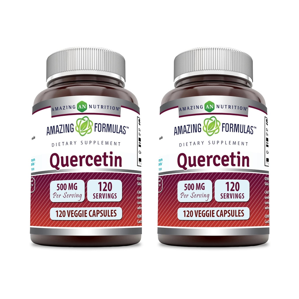 Amazing Supples Quercetin 500mg Veggie Supples Supplement Equipment 124; Non-GMO Equipment 124; Gluten Free Equipment 124; Supports Total Health & Well Being (120 Count Equipment 124; 2 Pack)