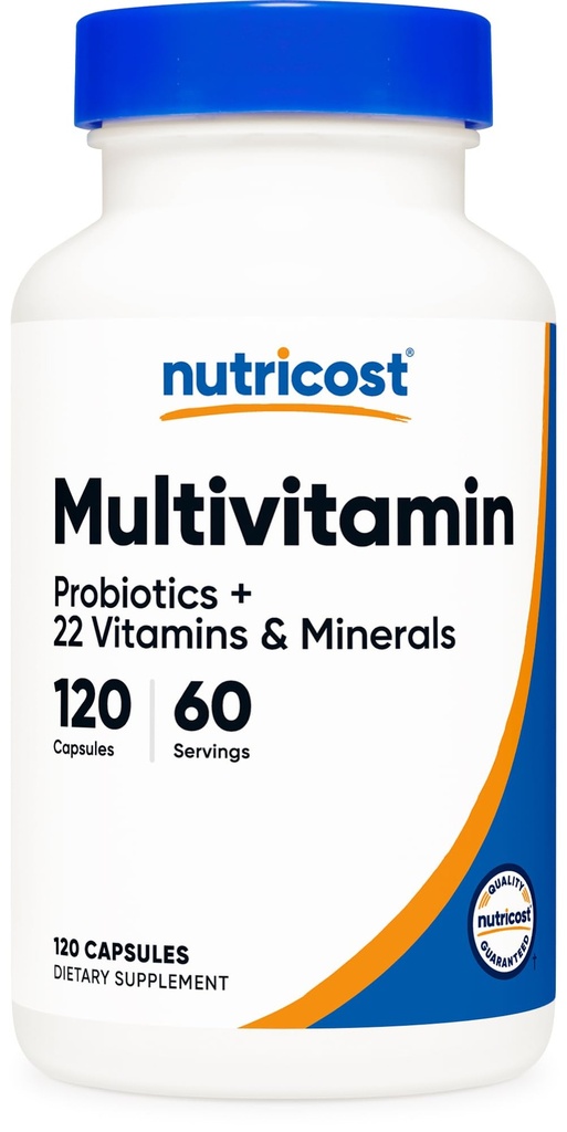 Nutricost Multivitamin z probiotykami 120 Kapsułki wegetariańskie - pakowane z witamin i minerałów